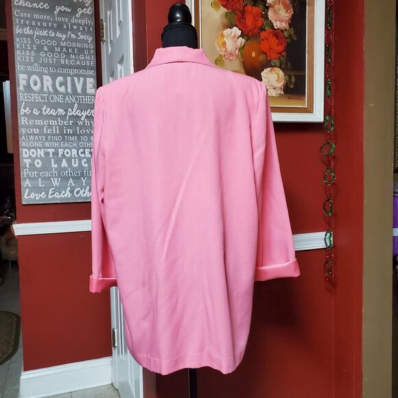 Vtg Sag Harbor Women's 14 Blazer Salmon Square Pockets Collar 1 Button Closure - Picture 15 of 16
